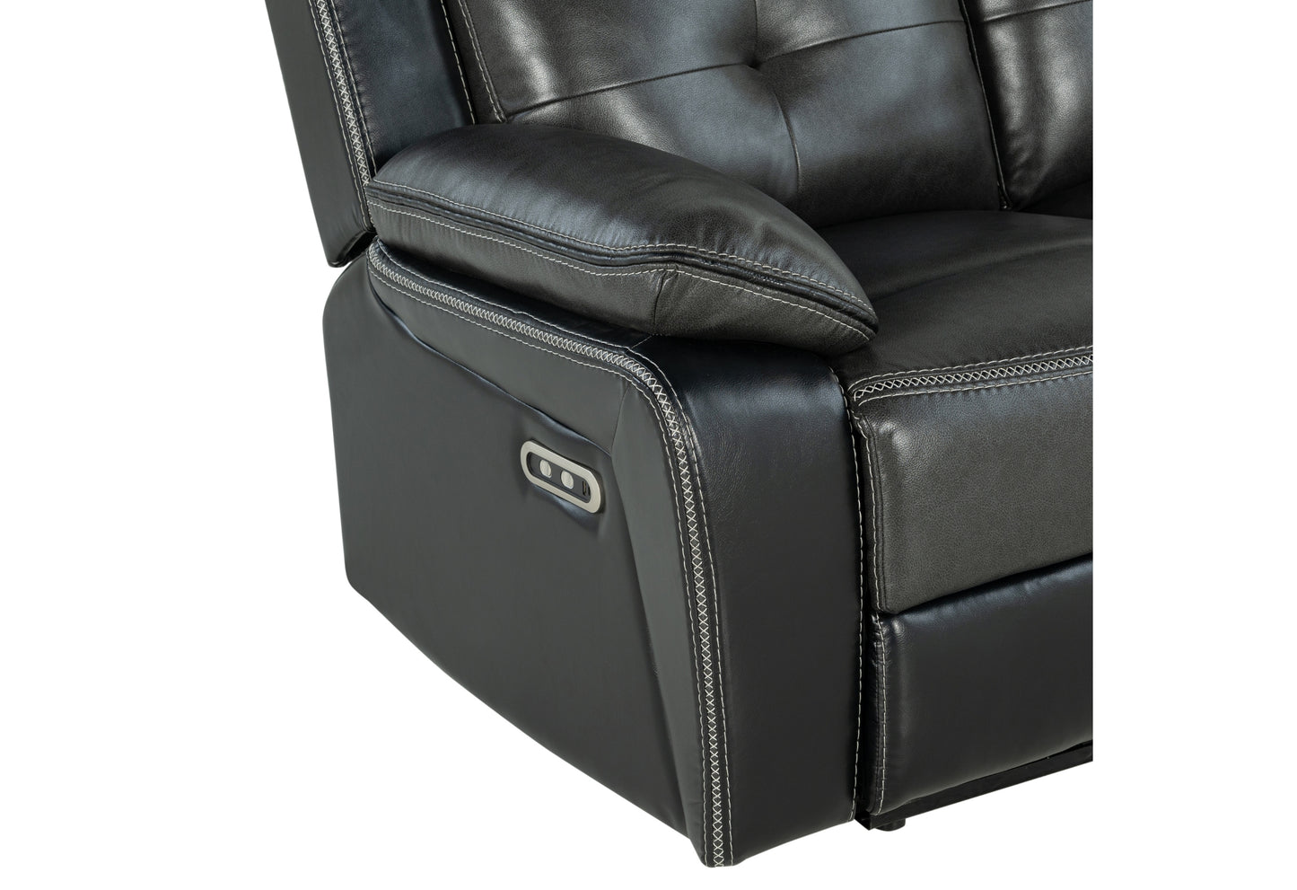 dean blanche charcoal/blanche black power power reclining loveseat
