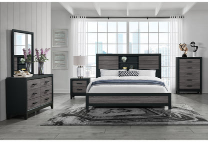 Anthony Grey/Black BOOKCASE KING BED GROUP