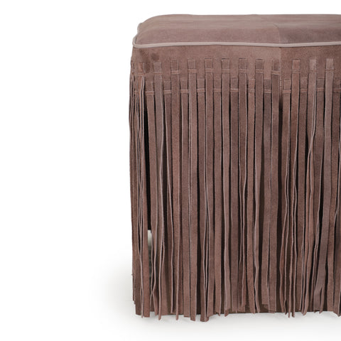 Amelie Devereux Square Suede Fringe Ottoman - image 5