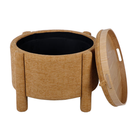 Amelie Capri Railroad Chenille Storage Stool With Reversible Tray Top - image 6