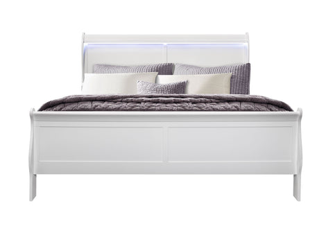 James White KING BED WITH LED