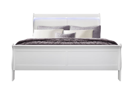 James White KING BED WITH LED