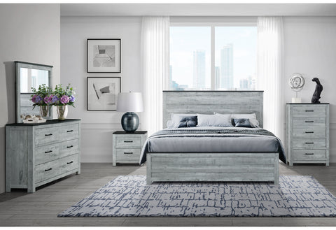 Amir Grey Wash/Charcoal QUEEN BED GROUP