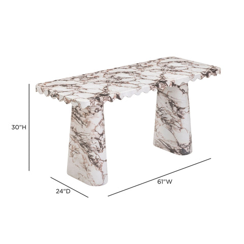 Noemie Lucerne 61" Faux Breccia Marble Console Desk - image 6