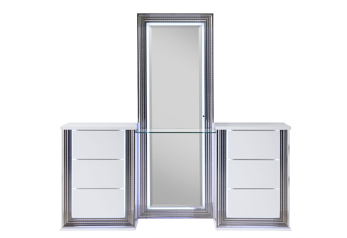 abigail smooth white vanity with led