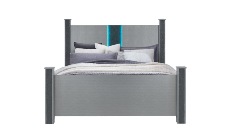 anna silver king bed group with led and speakers