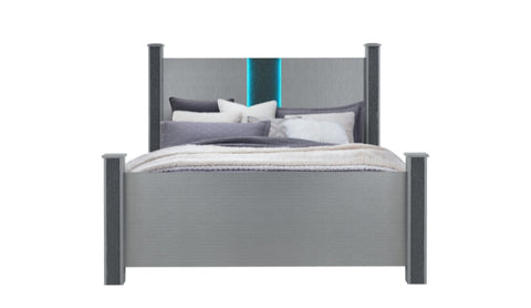 Anna Silver KING BED GROUP WITH LED AND SPEAKERS
