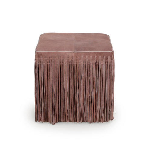 Amelie Devereux Square Suede Fringe Ottoman - image 2