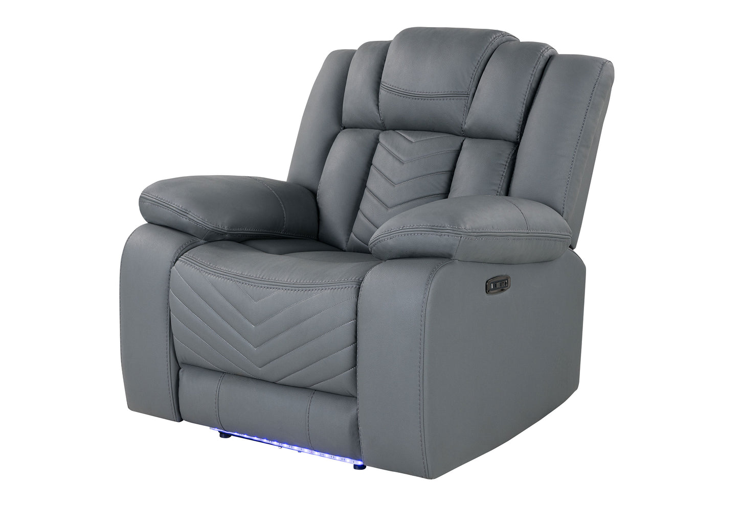 crystal grey power recliner with led