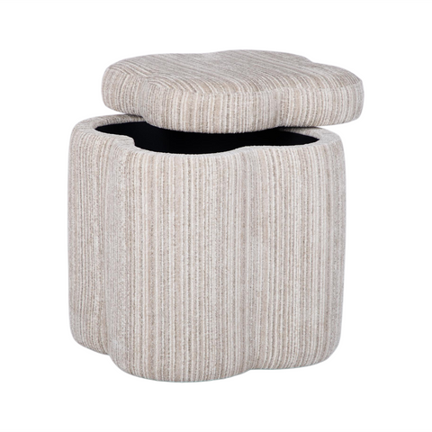 Noemie Monaco Cream Striped Jacquard Storage Accent Stool - image 2