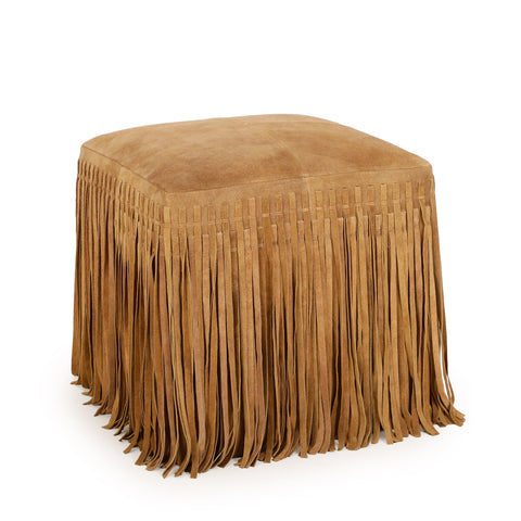 Amelie Devereux Square Suede Fringe Ottoman - image 3