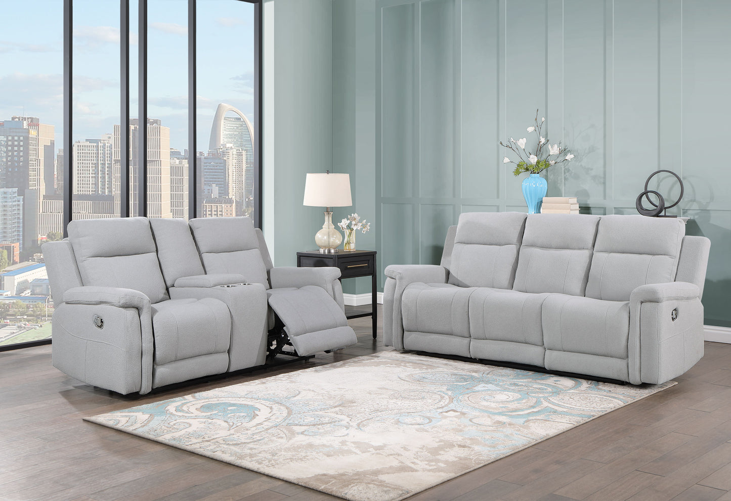 ava grey console reclining loveseat