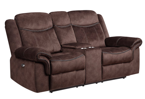 Austin Coffee POWER CONSOLE RECLINING LOVESEAT WITH POWER SWITCH