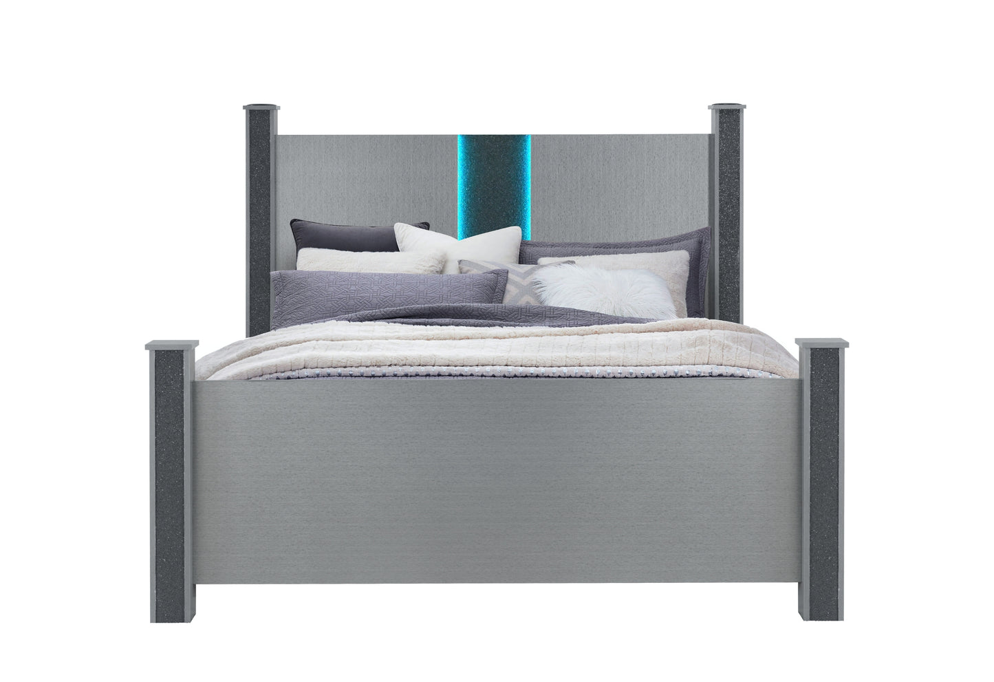 anna silver logan silver king bed with led and speakers