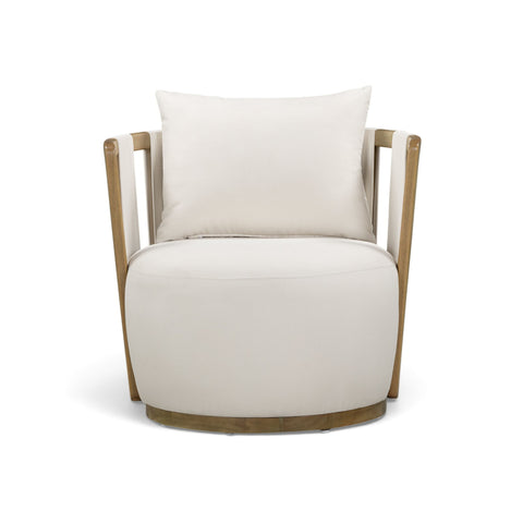 Genevieve Ravenna Cream Upcycled Basketweave Fabric Outdoor Accent Chair - image 2