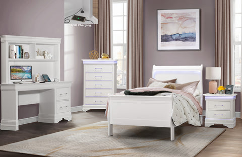 James White Youth TWIN BED, DRESSER, MIRROR AND NIGHTSTAND