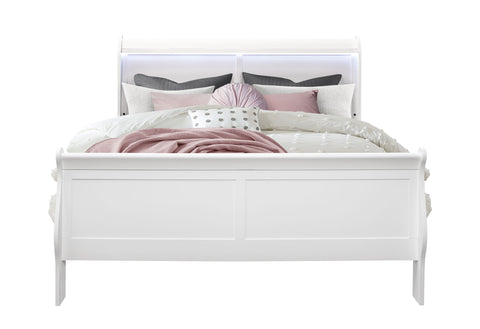 James White QUEEN BED WITH LED