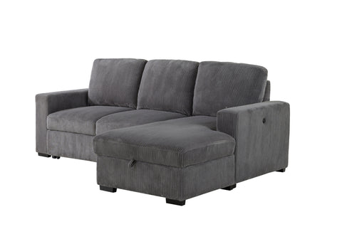Delilah Grey L SHAPE SECTIONAL WITH PULL OUT SOFA BED