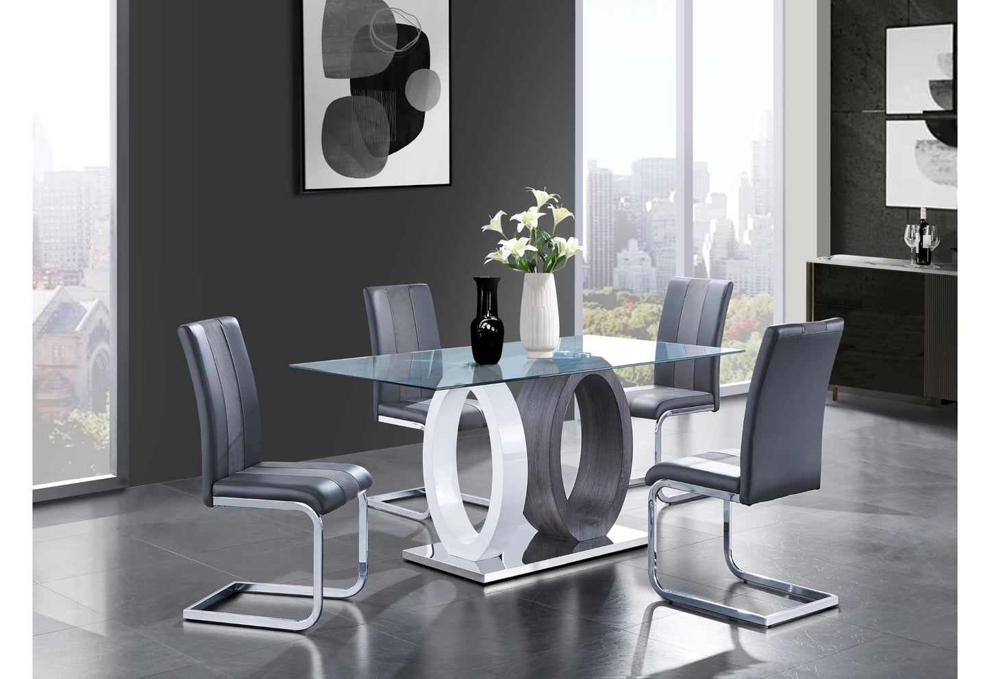 oscar grey dining table + 4 dc