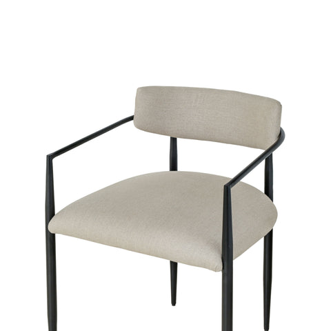 Leonie Garda Cream Linen Forged Iron Dining Chair - image 4