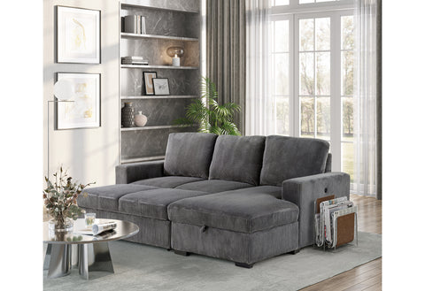 Delilah Grey L SHAPE SECTIONAL WITH PULL OUT SOFA BED