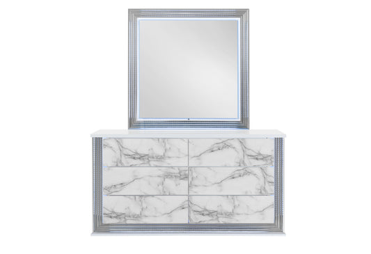 Abigail White Marble,Ylime White Marble Fully Slatted MIRROR WITH LED
