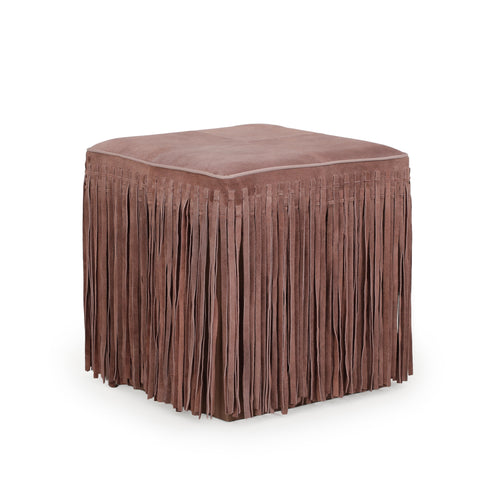 Amelie Devereux Square Suede Fringe Ottoman - image 4