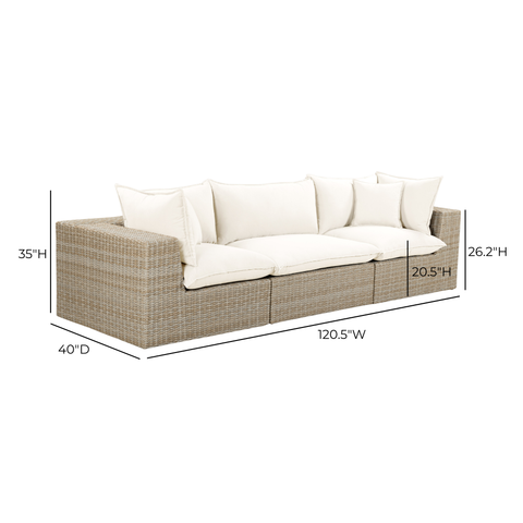 Ines Castaigne 120" Performance Fabric &amp; Wicker Outdoor Sofa - image 9