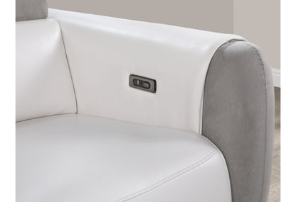 Claudia White/Grey POWER RECLINER WITH RATCHET HEADREST AND USB