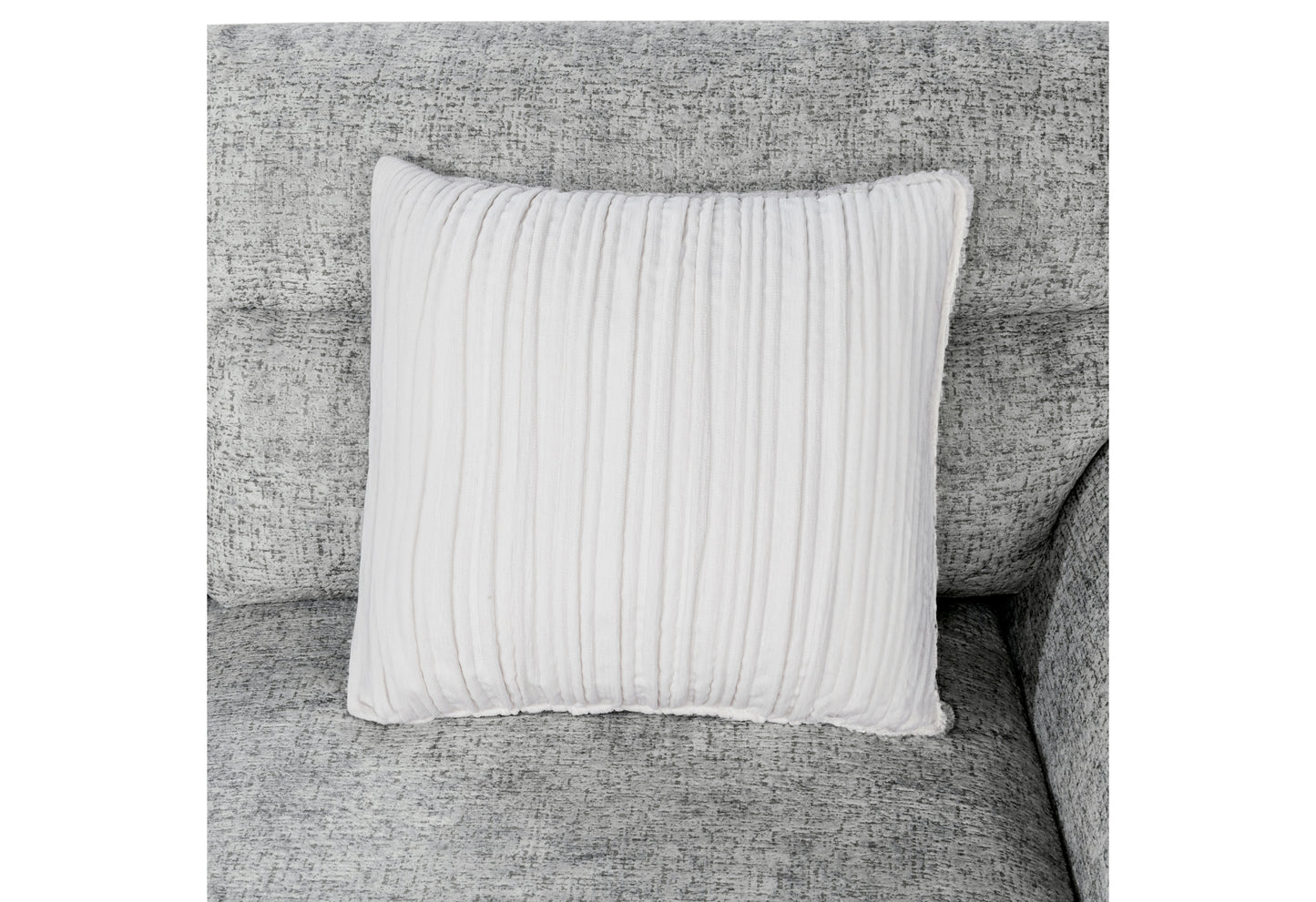 claire nickel sectional with 3 pillows and ottoman