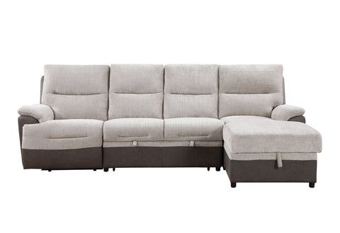 Deborah Beige/Brown SECTIONAL WITH PULL OUT BED AND USB