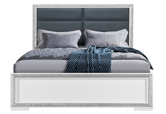 Monaco Silver KING BED WITH LED
