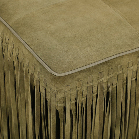 Amelie Devereux Square Suede Fringe Ottoman - image 3