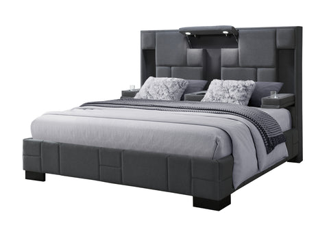 Amy Dark Grey no wood trim KING BED NO WOOD TRIM