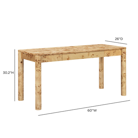 Anais Capri 60" Natural Burl 3-Drawer Work Desk - image 7