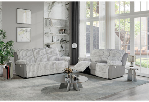 Dakota Grey RECLINING SOFA/CONSOLE RECLINING LOVESEAT