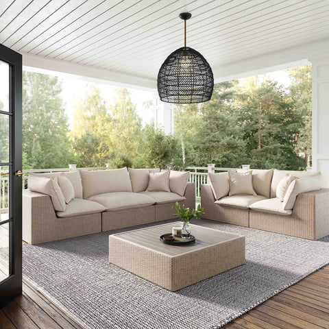 Ines Castaigne 120" Performance Fabric &amp; Wicker Outdoor Sofa - image 2