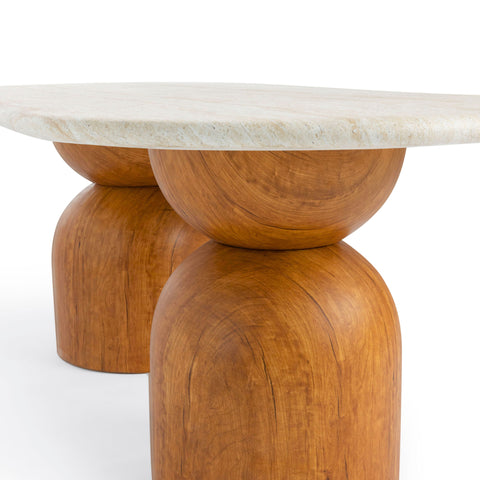 Rosalie Como 87" Faux Travertine Indoor/Outdoor Concrete Oval Dining Table - image 5