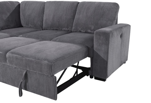 Delilah Grey Sectional W/ Pullout SECTIONAL WITH PULL OUT SOFA BED