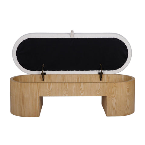 Leonie Rivoli 49" Cream Performance Fabric Storage Bench - image 4