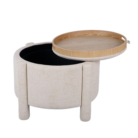 Amelie Capri Railroad Chenille Storage Stool With Reversible Tray Top - image 5