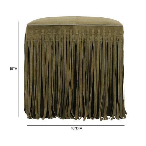 Amelie Devereux Square Suede Fringe Ottoman - image 5