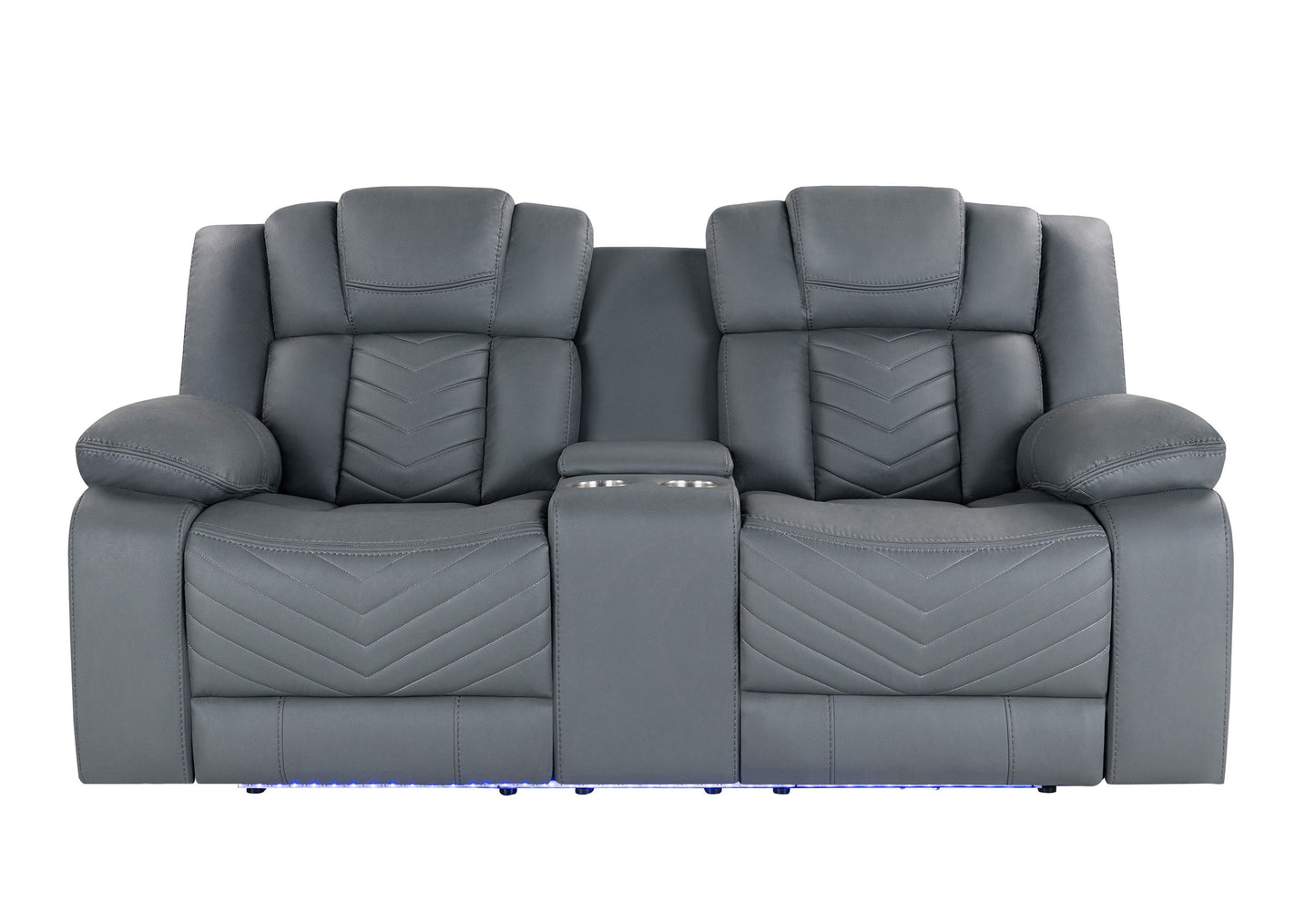 crystal grey power console reclining loveseat with led and usb