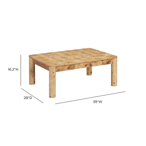 Anais Capri 39" Natural Burl Coffee Table - image 6