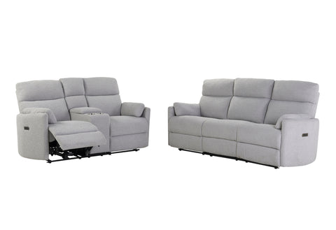 Clara Fluffy Grey POWER RECLINING SOFA/POWER CONSOLE RECLINING LOVESEAT