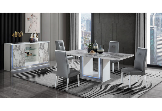 Abigail White Marble Dining Set DINING TABLE + 4 DC