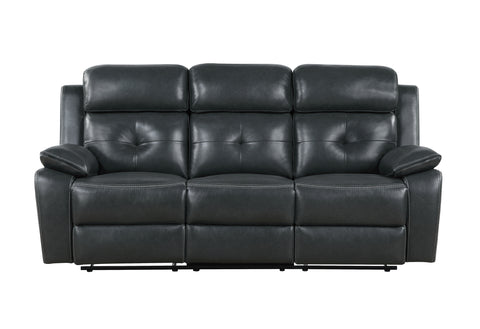 Dean BYSON GRY/BLK WELT RECLINING SOFA