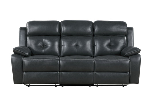 Dean BYSON GRY/BLK WELT RECLINING SOFA