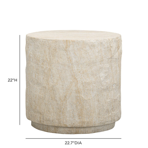 Delphine Siena Faux Travertine Indoor/Outdoor Concrete Side Table - image 6