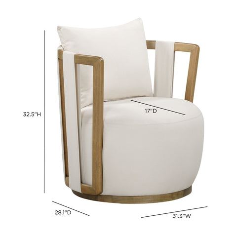 Genevieve Ravenna Cream Upcycled Basketweave Fabric Outdoor Accent Chair - image 6